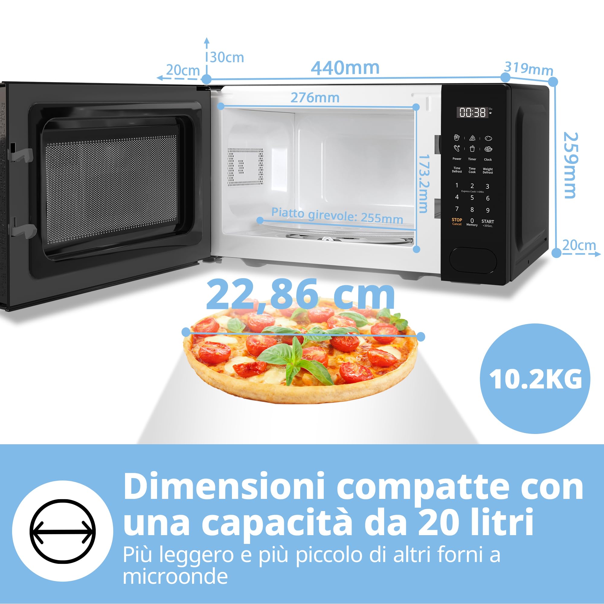 Микровълнова печка Comfee 20L CM-E202CC(BK) Черна Микровълнова печка Comfee 20L CM-E202CC(BK) Черна
