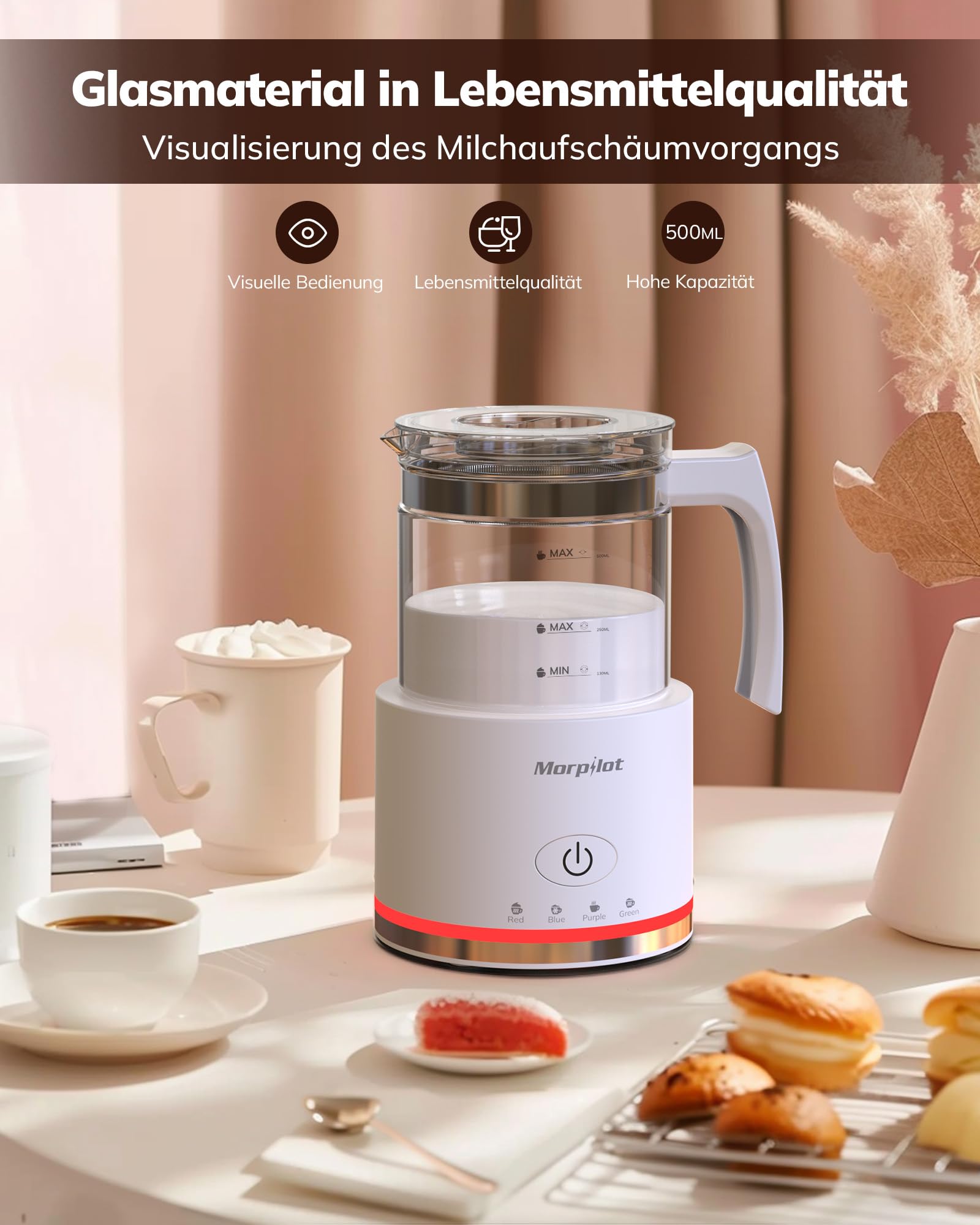 Пенообразувател за мляко Morpilot HS001-G, 600W, 500ml Пенообразувател за мляко Morpilot HS001-G, 600W, 500ml