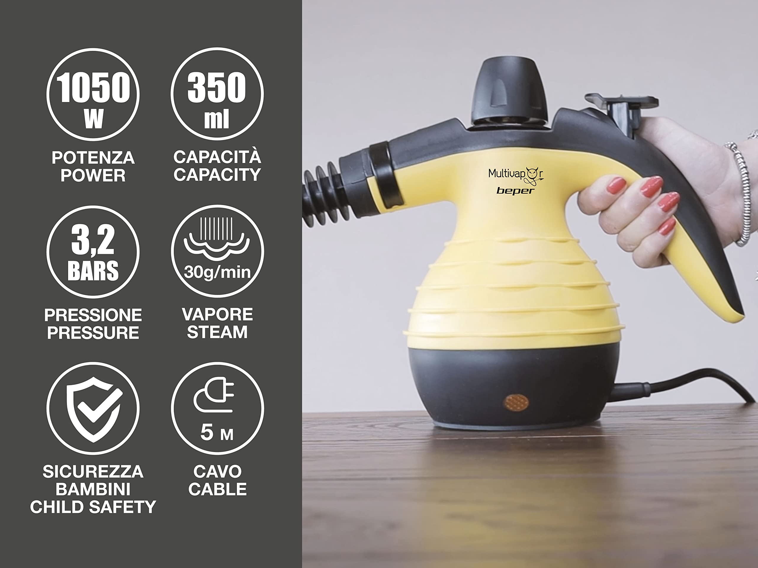 B01MTSEGF9_02 Beper 50.700 Ръчна парочистачка 1050W