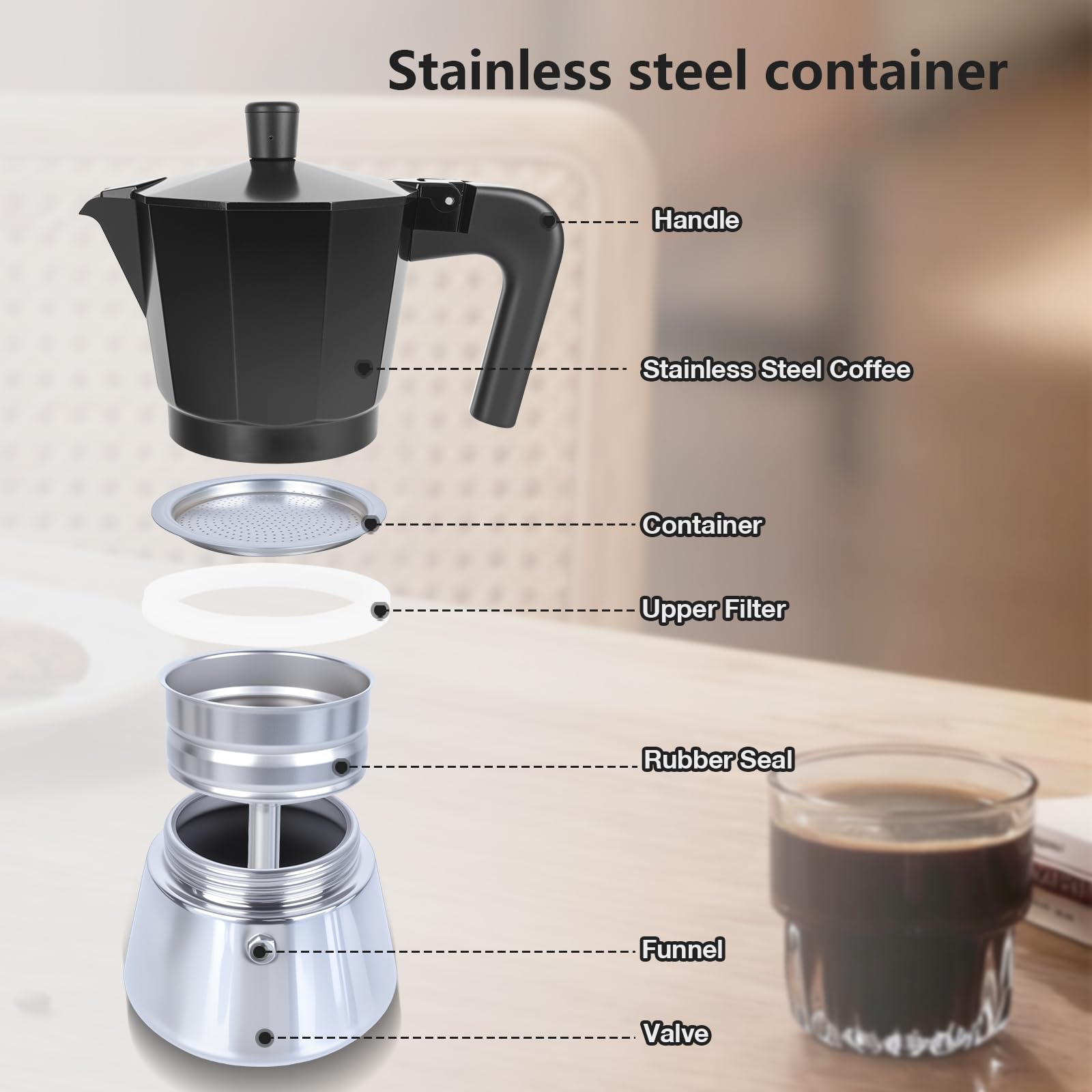 Гейзерна кафеварка VINATO VT-Mocha Pot-black and white Гейзерна кафеварка VINATO VT-Mocha Pot-black and white