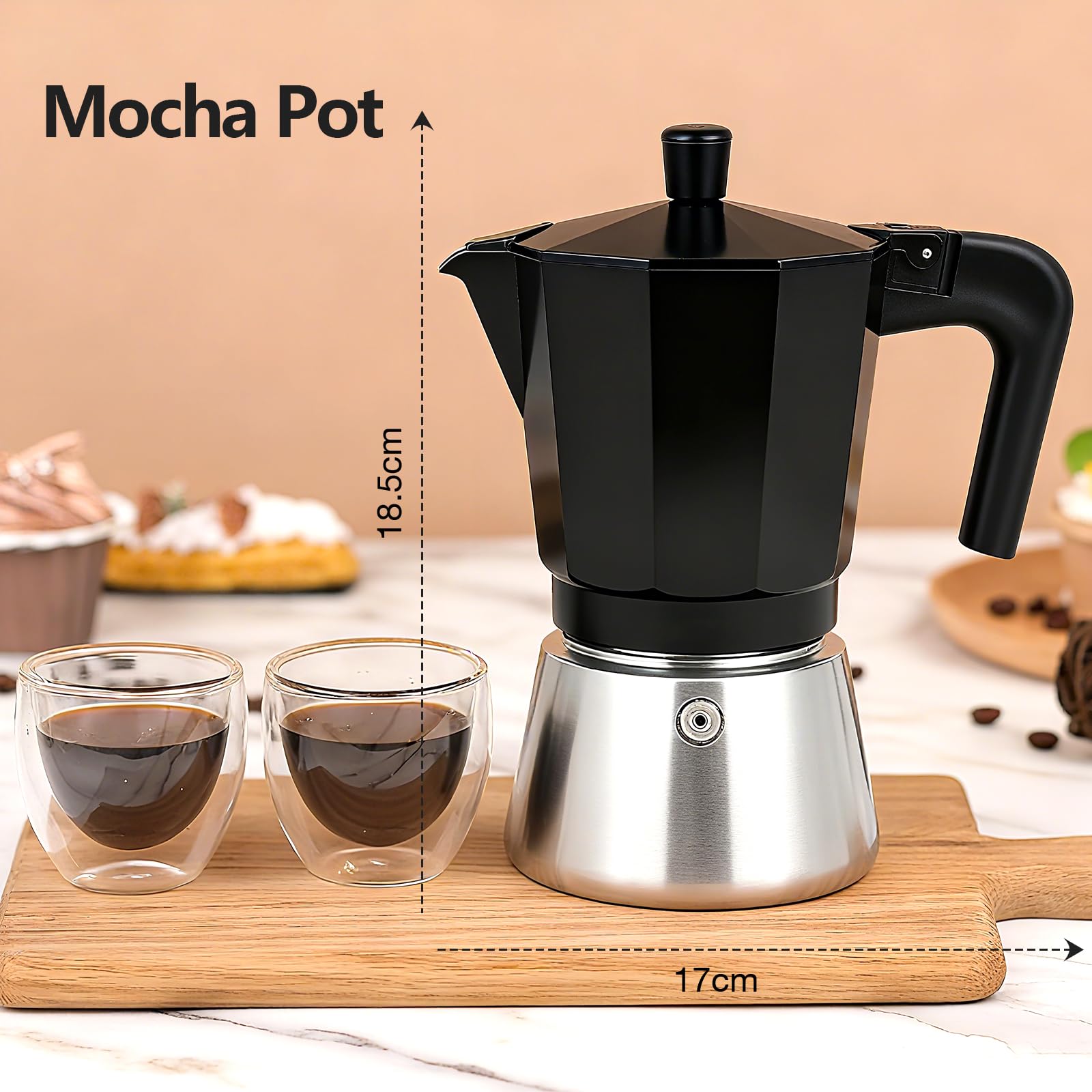 Гейзерна кафеварка VINATO VT-Mocha Pot-black and white Гейзерна кафеварка VINATO VT-Mocha Pot-black and white